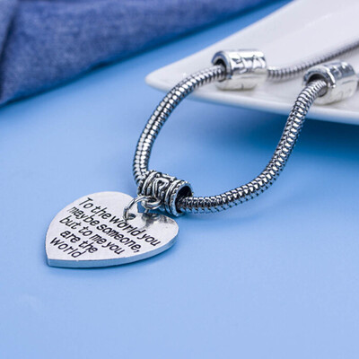 

To The World You Maybe Someone &quot Letters Heart Shaped Alloy Bracelet