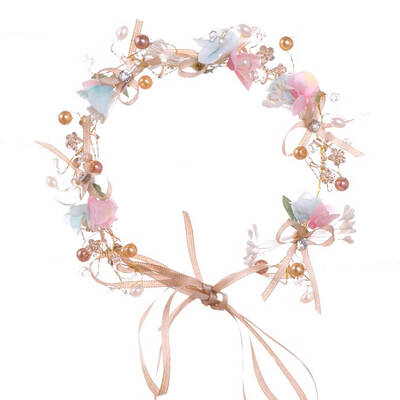 

Bridal Flower Wreath Headband Headdress Crystal Wedding Garland Seaside Resort Beach Accessories