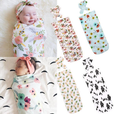 

US Newborn Baby Floral Cotton Swaddling Swaddle Muslin Wrap Blanket Sleeping Bag