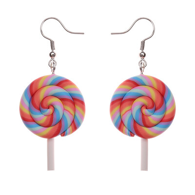 

Rainbow swirl Lollipop Earrings earring candy costume trendy Style woman girl Jewelry