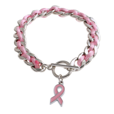 

2017 Breast Cancer Early Recognition Pink Ribbon Charm Hand Woven Pink Bracelet