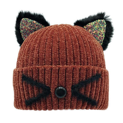 

Baby Newborn caps Winter Warm Hat Toddler Baby Boys Girls Cartoon Cat Knitting Caps Kids Headwrap Ear Warmer