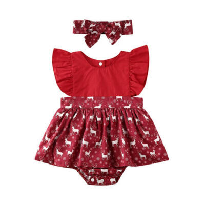 

Xmas Toddler Infant Baby Girl Dress Jumpsuit Romper Bodysuit Cotton Clothes Set