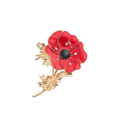 

2 Pcs Poppies brooch fashion painting oil brooch cherry blossom rhinestone brooch