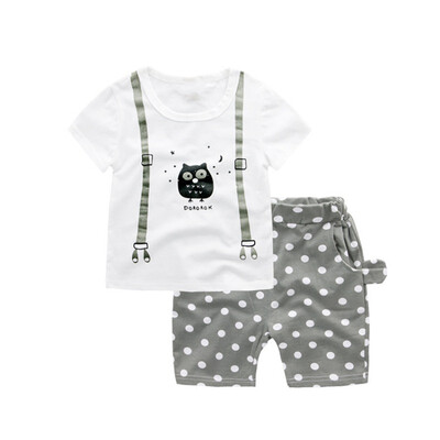 

Summer Kids Boys Owl Pattern Clothes Sets Baby Casual High Qulity Short T shirt Pants Toddler Boy Clothing Casual Kids Outfits