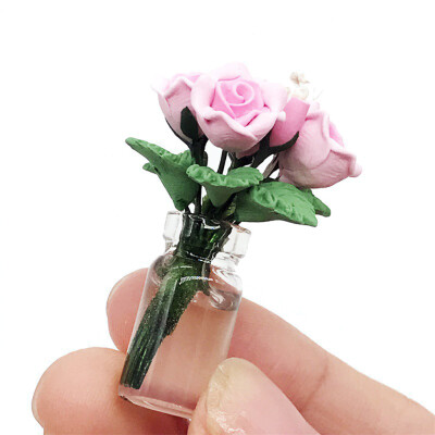 

Tailored Mini Dollhouse Miniature Green Plant Rose in Pot Fairy Garden Accessory