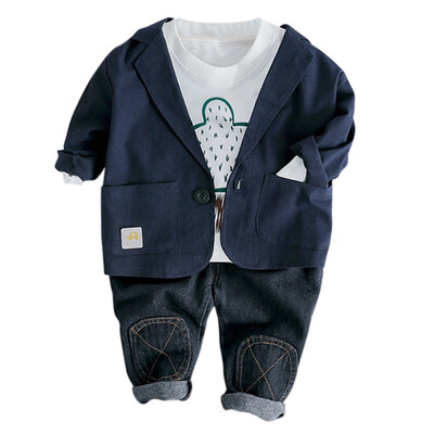 

Childrens Sets Kids Boys Clothing Set Spring Classic Casual Suit Coat T-Shirt Pant Set Children Kids 3Pcs Clothes Set