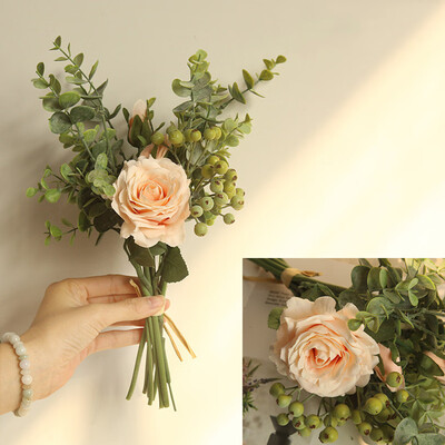 

Toponeto Range Rose Hydrangea Flowers Bouquet Bunch Home Wedding Party Gift Deco