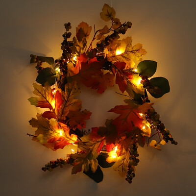 

Tailored Autumn Maple Leaf Berry Artificial Garland Front Door Wreath Xmas Home Decor