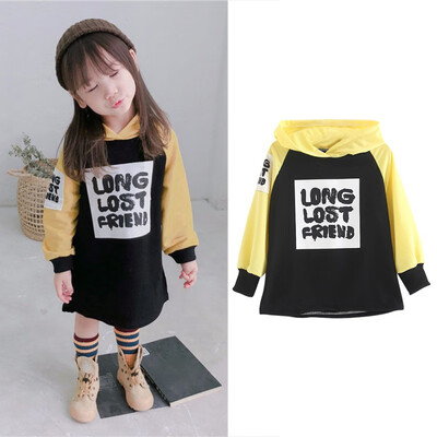 

Autumn Hooded Casual Dress Baby Girls Printed Sweatshirt Dresses Childrens Clothing New Baby Girls Clothes 1-6Y