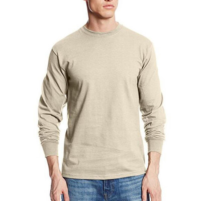 

Men Solid Slim Fit Tops Plus Size Long Sleeve Round Neck Casual Basic Tee Shirts