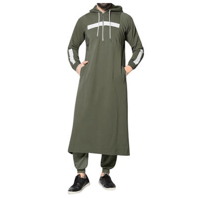 

Toponeto Mens Autumn And Winter Casual New Muslim Robes Long-Sleeved Hooded Shirt Top