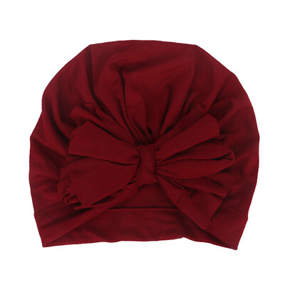 

All Season Sweet Baby Girl Hat With Bowknot Comfortable Cute Solid Color Candy Color Baby Turban Cap Elastic Infant Accessories