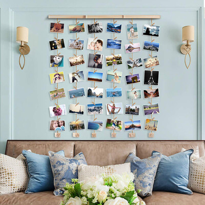 

Wooden Poster Hanger Frame With Photo Clips Hanger Frame Natural Painting Photo Frames Wall Art Craft Frame Art Decoration Craft