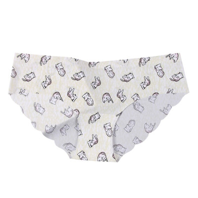 

New Seamless Sexy panties Low-Rise Ice Silk underwear women Lingerie Breathable Cartoon Print Cute Girl Ultra-thin Briefs