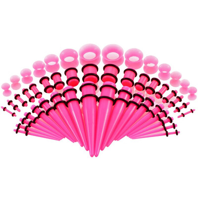 

50 Pieces Ear Stretching Kit Acrylic Tapers&Plugs Silicone Tunnels - Ear Gauges Expander Set Body Piercing Jewelry