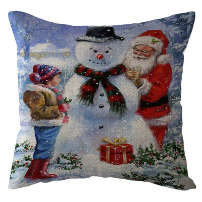 

Tailored Christmas Santa Claus Pillow Case Linen Sofa Throw Cushion Cover Home Decor