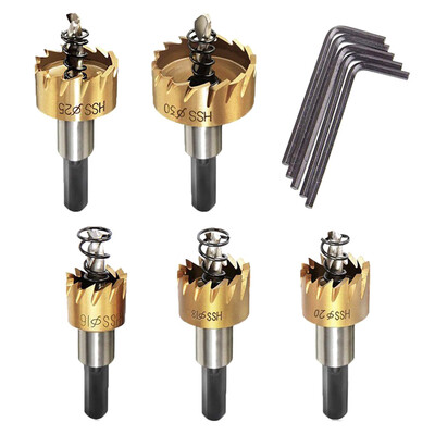 

5PCSSet 16185202530MM Carbide Tip HSS Drills Bit Hole Saw Kit Stainless Steel Metal Alloy Opener Bit DIY