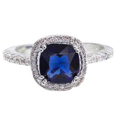 

Simple Womens Zircon Rings Copper Plated Silver Drills Ring Jewelry Gift