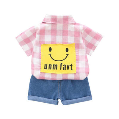 

Summer Baby Boy Adorable Plaid Print Short Sleeve Shirt Blouse Shorts Casual Outfits Clothes 6M-4T