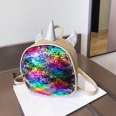 

Laser colorful unicorn pouch personalized sequin girl child pu leather backpack