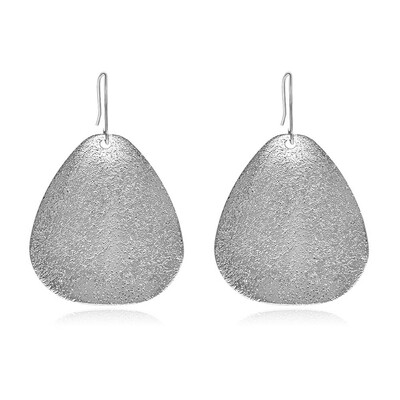 

Gold Large Metallic Teardrop Earrings for Women Fashion Silver Scrub Leaves Hook Earrings Jewelry