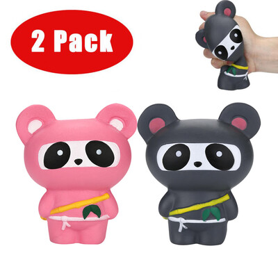 

〖Follure〗2Pcs Jumbo Stress Reliever Ninja Panda Scented Slow Rising Squeeze Toy