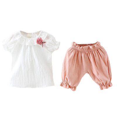 

Baby Girls Clothes Set Summer Short Sleeve T-shirt Shorts Childrens Flower Suits Cotton Flowers T-shirt Girls Clothes Set