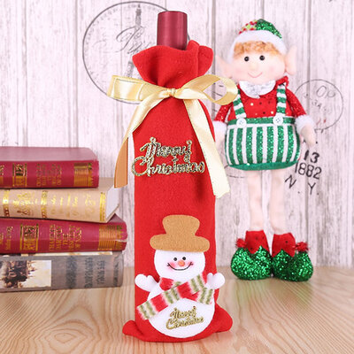 

New Year Santa Claus Snowman Wine Bottle Cover Bag Christmas Dinner Xmas Table Decor Champagne Bag Gift