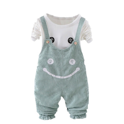 

Toddler Newborn Girl Clothes Autumn Smile Print Outfits Long Sleeve TopsStrap Cute Cat Trousers Party Casual Sets