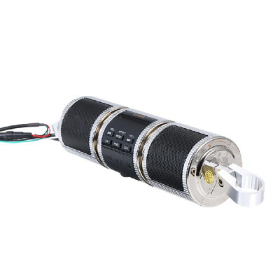 

Motorcycle Motorbike MP3 Music Player BT Water-resistant LED Display Stereo Speaker Silvery