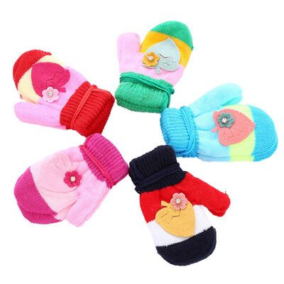 

Baby Mittens Colorful Cartoon Knit Warm Soft Cute Kids Gloves For Boys Girls