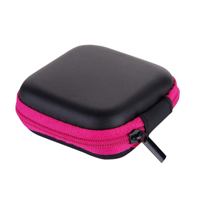 

Gobestart Mini Zipper Hard Leather Earphone Storage Bag Earphone Pouch Box
