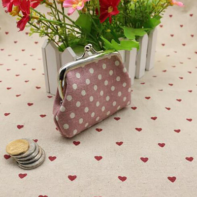 

Women Girls Small Wallet Change Coin Purse Hasp Polka Dots Clutch Holder Bag