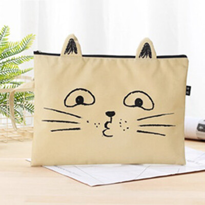 

1Pc A4 Cat Canvas Bag Fabric File Folder Document Bag Notebook Storage Organizer Bag Office School Supplies