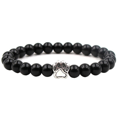 

8 mm Black Volcanic Rock Turquoise Dog Foot Elastic Line Bracelet Unisex Pair Bracelet Jewellery Hot Gift