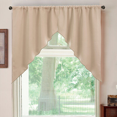 

Gobestart Elegant Sheer Organza Kitchen Rod Pocket Window Curtain Treatment Set