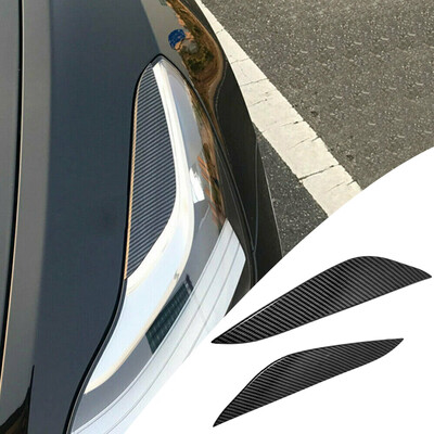 

ABS Carbon Fiber Style Headlight Eyebrow Trim Cover Protector For Tesla Model 3