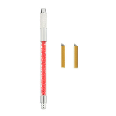 

1pc Eyebrow Tattoo Pen 2pcs 12 Pins Tattoo Blade Needles Manual Permanent Makeup Pen Kit Tattooing Embroidery Eyebrow Pen Blue