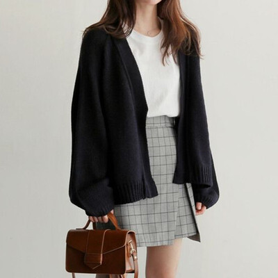

sweater Women Knitted Cardigan Spring Autumn Simple Solid Straight Loose Clothing Sweater Fashion Cardigan for Female