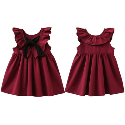 

Summer 2017 New Casual Style Fashion Fly Sleeve Girls Bow Dress Girl Clothing For Children Cute Dresses
