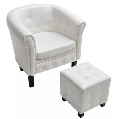 

Artificial Leather Tub Chair Armchair with Footrest White