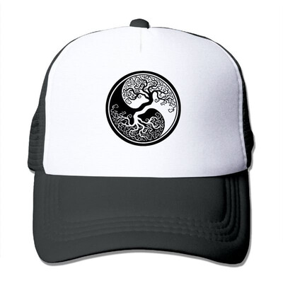 

POIWRI Yin Yang Tree Sun-proof Adjustable Printing Snapback Mesh Hat Baseball Mesh Cap Trucker Hat