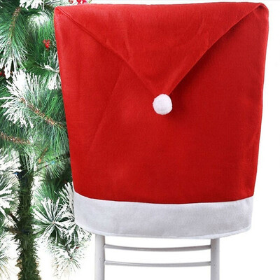 

Removable Santa Red Hat Chair Covers Christmas Decorations Dinner Chair Xmas Cap