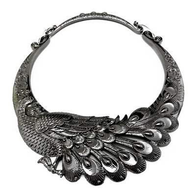 

Women Bohemian Ethnic Vintage 2019 Retro Carved Peacock Collar Choker Necklace