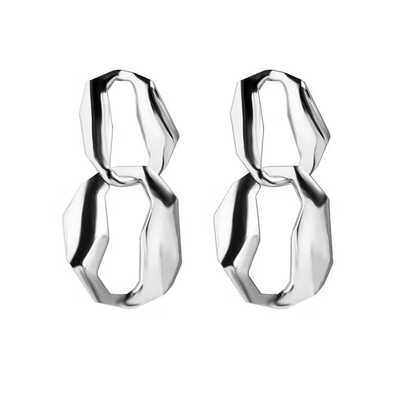 

1 Pair Silver Irregular Round Exaggerated Party Earrings Girl Alloy Sparkling Ethnic Vintage Bohemian Ear Studs