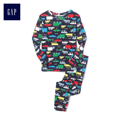 

GAP flagship store childrens clothing boy boy baby cotton long-sleeved underwear autumn clothes long pants suit home service 368645 autumn new navy blue 90cm 2T