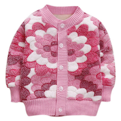 

Children Autumn Cardigan Clothes Cute Cartoon Print Plus Velvet Thickening Warm Long Sleeves Coats Kids Boys Girls Sweater Coats
