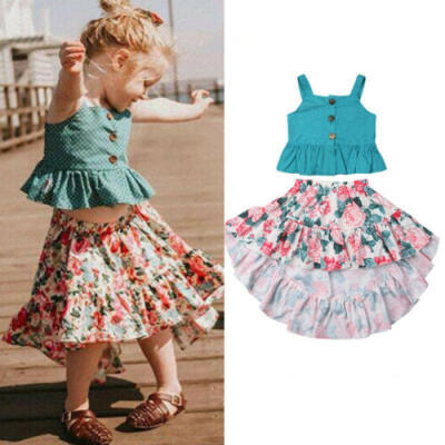 

Toddler Kids Baby Girls Princess Skirt Vest T-shirtFloral Skirt Skirt Outfits