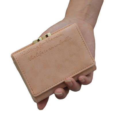 

Fashion Women Solid Color Short Wallet Multi Slots Faux Leather Purse